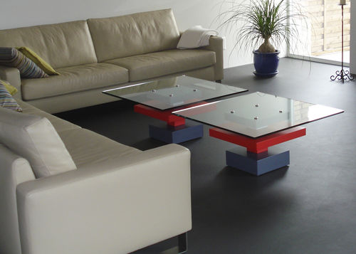 Table basse contemporaine - PIED-G JUMELLE - Les Pieds sur la Table ® - en bois / en verre / en acier