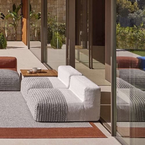 Chauffeuse contemporaine - Mangas Outdoor - GAN RUGS - grise / bleue / blanche