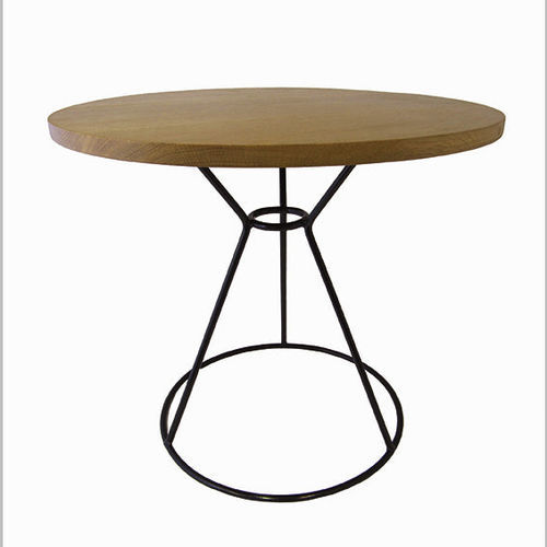 Table d'appoint de style - PLATFORM - THELERMONT HUPTON - en chêne / avec piètement en acier / ronde