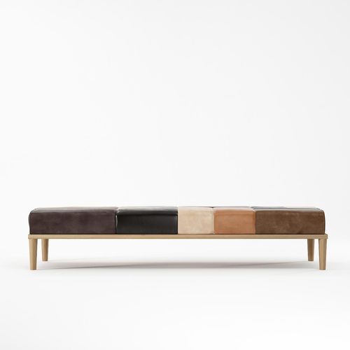 Banquette contemporaine - KW02 - Karpenter - en cuir / avec piètement en bois massif / avec piètement en chêne