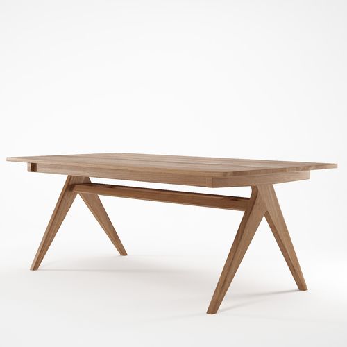 Table à manger contemporaine - TRIBUTE - Karpenter - en chêne / en teck / avec piètement en bois massif
