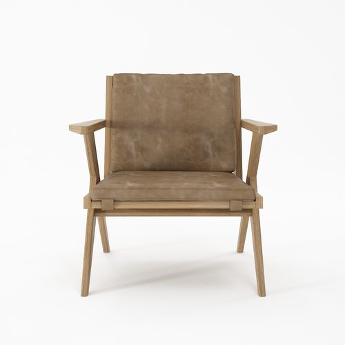 Fauteuil contemporain - TRIBUTE - Karpenter - en cuir / en chêne / en teck