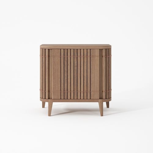 Table d'appoint contemporaine - KP04 - Karpenter - en teck / en chêne blanc / avec piètement en bois massif