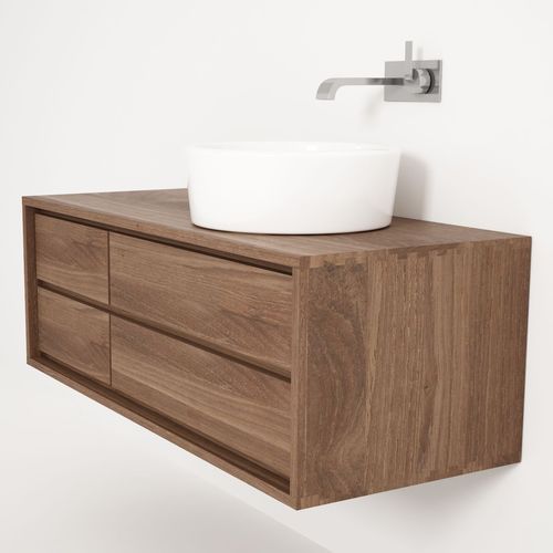 Meuble vasque suspendu - PA04-TN - Karpenter - en teck / contemporain / sans porte
