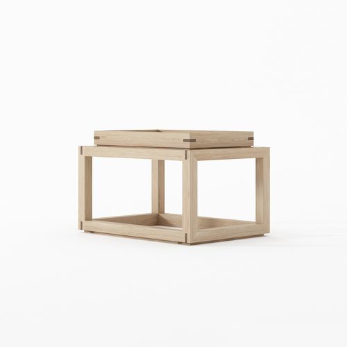 Table basse contemporaine - UP &amp; DOWN - Karpenter - en teck / en chêne blanc / avec piètement en bois