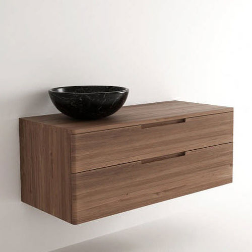 Meuble vasque suspendu - BK01 - Karpenter - en teck / contemporain / sans porte