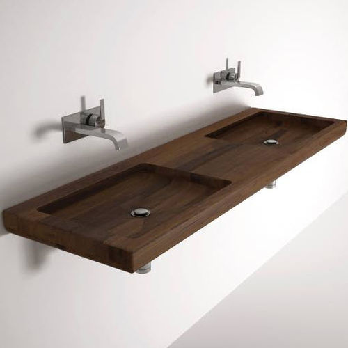 Vasque suspendue - NI01 - Karpenter - en bois / avec miroir ajustable / double