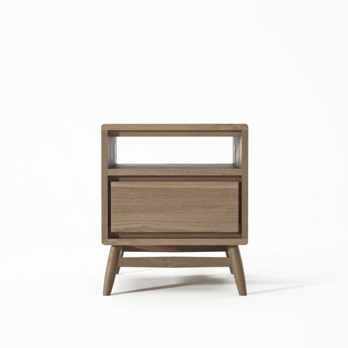 Table de chevet contemporaine - TW33 - Karpenter - en chêne / en teck / avec piètement en bois massif
