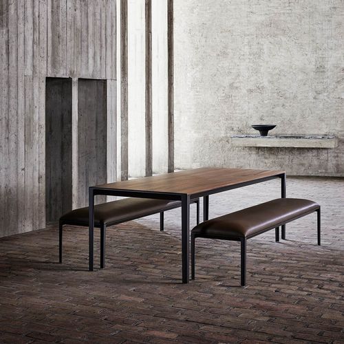 Banc contemporain - ABLE - BENSEN - en tissu / en cuir / en fonte d'aluminium