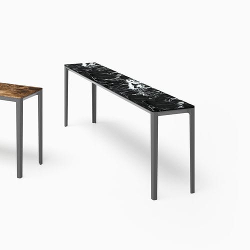 Console contemporaine - ABLE - BENSEN - en marbre / avec piètement en aluminium / rectangulaire