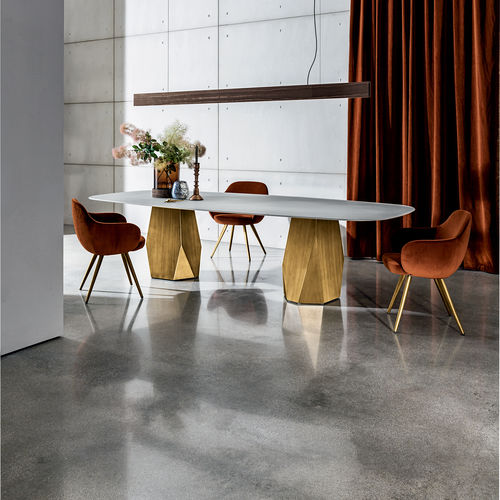 Table à manger contemporaine - DEOD TWO BASES - Sovet Italia - en bois / en verre trempé / en verre fumé