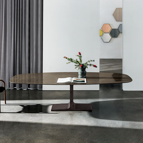 Table à manger contemporaine - Palace shaped - Sovet Italia - en bois / en verre laqué / en verre dépoli