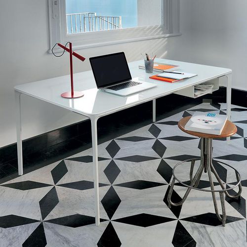 Bureau sur pied - SLIM - Sovet Italia - contemporain / en bois / en métal chromé