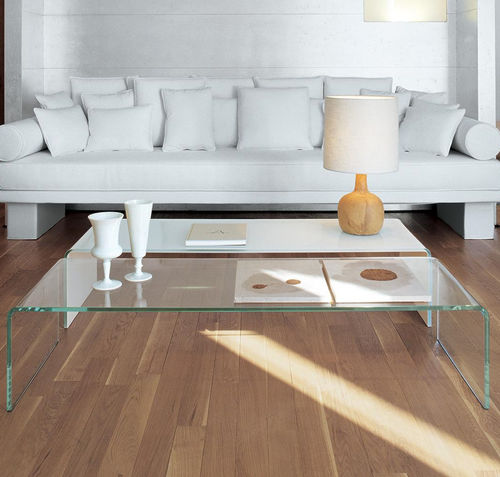 Table basse contemporaine - BRIDGE  - Sovet Italia - en verre fumé / en verre laqué / en verre bombé
