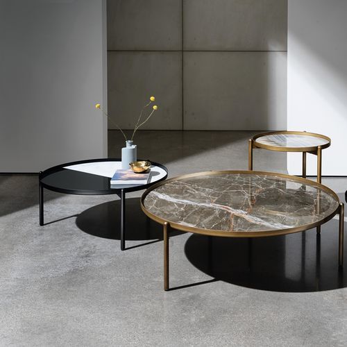 Table basse contemporaine - CAMPOS - Sovet Italia - en céramique / avec piètement en métal / ronde
