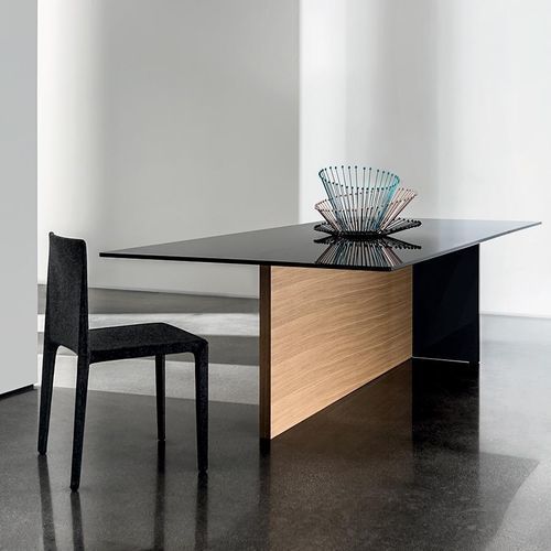 Table à manger contemporaine - REGOLO  - Sovet Italia - en verre / avec piètement en chêne / avec piètement en noyer