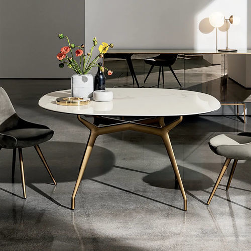 Table à manger contemporaine - ARKOS SHAPED - Sovet Italia - en verre / en céramique / avec piètement en aluminium