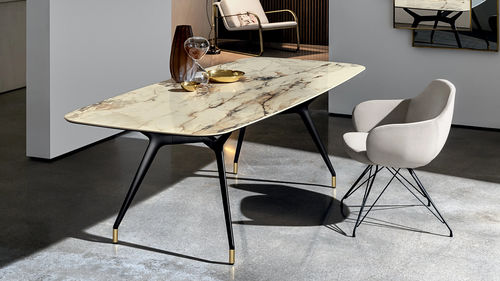 Table à manger contemporaine - Arkos shaped 01 - Sovet Italia - en chêne / en noyer / en verre
