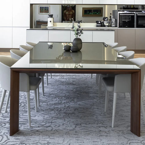 Table à manger contemporaine - TORONTO - Sovet Italia - en verre laqué / en verre dépoli / en céramique
