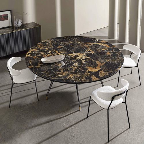 Table contemporaine - ARKOS XXL - Sovet Italia - en verre / avec piètement en aluminium / ronde