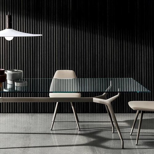 Table à manger contemporaine - ARKOS - Sovet Italia - en verre laqué / en bois / en chêne