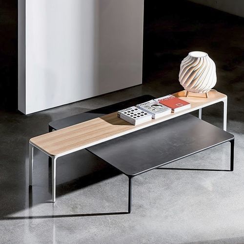 Table basse contemporaine - SLIM - Sovet Italia - en verre laqué / en verre dépoli / en chêne