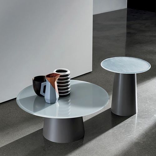 Table basse contemporaine - TOTEM - Sovet Italia - en céramique / avec piètement en métal laqué / ronde