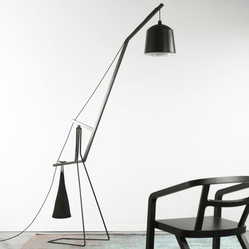 Lampe sur pied - AA01 - COVO - en acier / en coton / en frêne