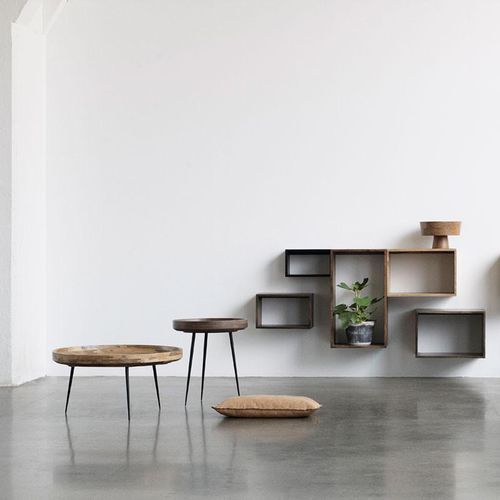 Table d'appoint design scandinave - BOWL - Mater Design - en bois laqué / avec piètement en acier / ronde