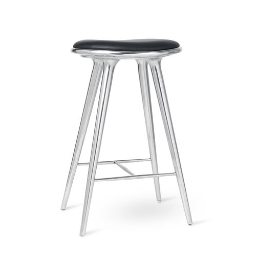 Tabouret de bar contemporain - 01022 - Mater Design - avec piètement en aluminium / tapissé / avec repose-pieds