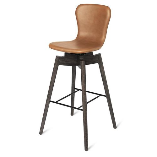 Chaise de bar contemporaine - SHELL - Mater Design - d'intérieur / en cuir / avec piètement en chêne