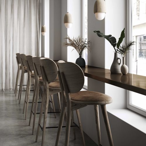 Chaise de bar contemporaine - 012 series - Mater Design - d'intérieur / en cuir / en placage de bois