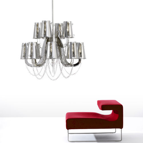 Lustre contemporain - LOLA : LLCCR100ST - Brand van Egmond - en cristal / en acier inoxydable / à incandescence