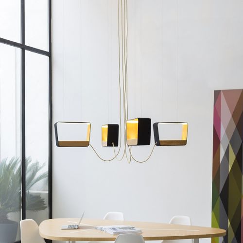Lustre contemporain - EAU DE LUMIÈRE - Designheure - en aluminium / en tissu / en marbre