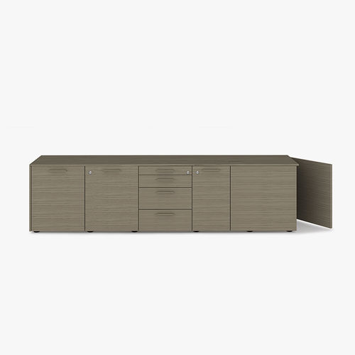 Armoire de classement basse - Bralco - en bois / avec porte battante / à tiroirs
