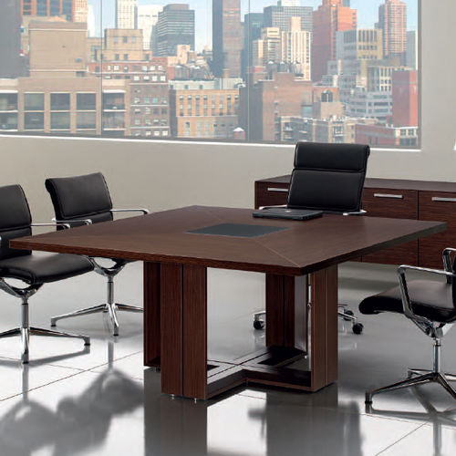 Table de réunion contemporaine - ARCHE - Bralco - en noyer / en wengé / ronde