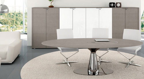 Table de réunion contemporaine - METAR - Bralco - en bois / ronde / ovale
