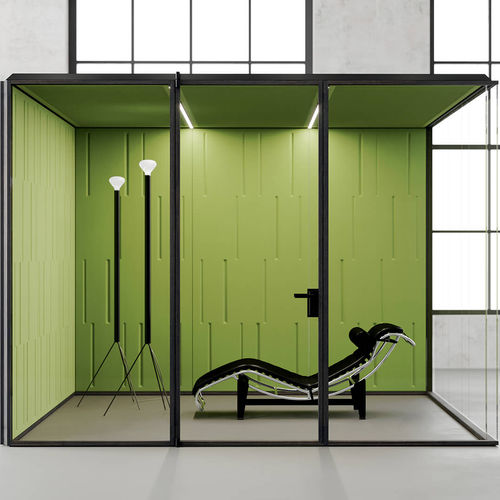 Bureau POD acoustique - INBOX - VETROIN - modulable / avec éclairage LED intégré / en verre