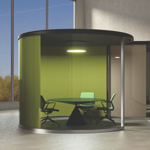 Bureau POD acoustique - ROUNDBOX 33 - VETROIN - avec porte vitrée / modulable / avec éclairage LED intégré