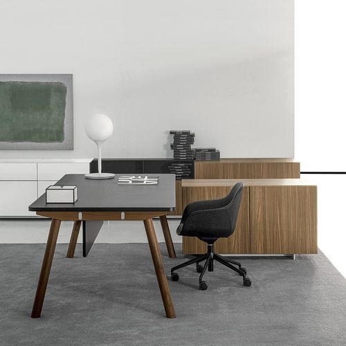 Table de travail contemporaine - DV911 NOTO - Della Valentina Office - en bois / en bois massif / en verre
