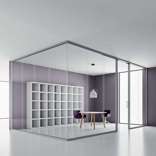Cloison coulissante - DV603 - Della Valentina Office - vitrée / en aluminium / mélaminée