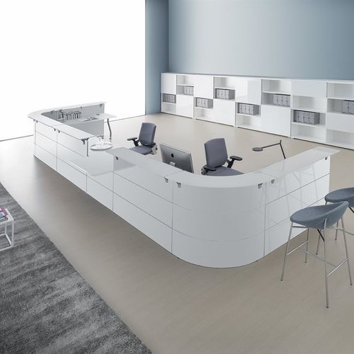 Banque d'accueil modulable - DV701 ABAKO - Della Valentina Office - en arc de cercle / en bois / en verre