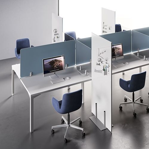 Séparateur de bureau sur bureau - DV300 FRONTAL - Della Valentina Office - en tissu / en verre / stratifié