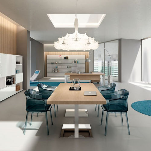 Table de réunion contemporaine - DV903 TAY - Della Valentina Office - en bois / en verre / avec piètement en métal