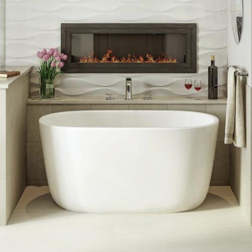Baignoire ovale - LULLABY-NANO-WHT™ - Aquatica Marmite SP. Z.o.o - en îlot / pour habitat / en Solid Surface