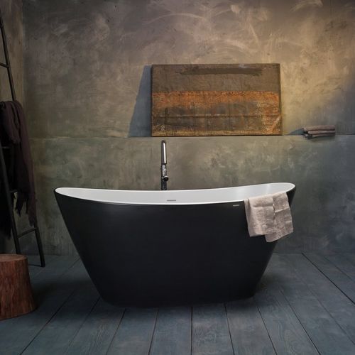 Baignoire ovale - LUNA-BLCK-WHT - Aquatica Marmite SP. Z.o.o - en îlot / pour habitat / en Solid Surface