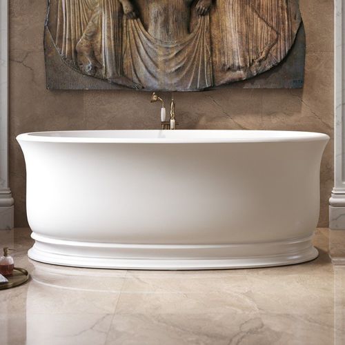 Baignoire ovale - APHRODITE-WHT - Aquatica Marmite SP. Z.o.o - à poser / pour habitat / en fonte minérale