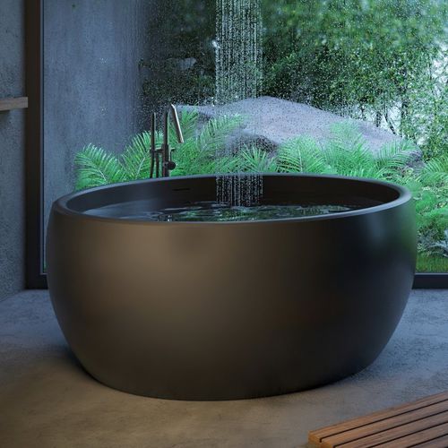 Baignoire ronde - AURA-MINI-BLCK - Aquatica Marmite SP. Z.o.o - à poser / pour habitat / en Solid Surface