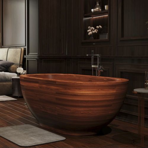 Baignoire ovale - KAROLINA-2-WALNUT - Aquatica Marmite SP. Z.o.o - à poser / pour habitat / en bois