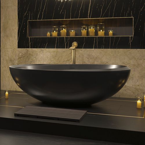 Baignoire ovale - ILLUSION-BLCK - Aquatica Marmite SP. Z.o.o - en îlot / pour habitat / en fonte minérale